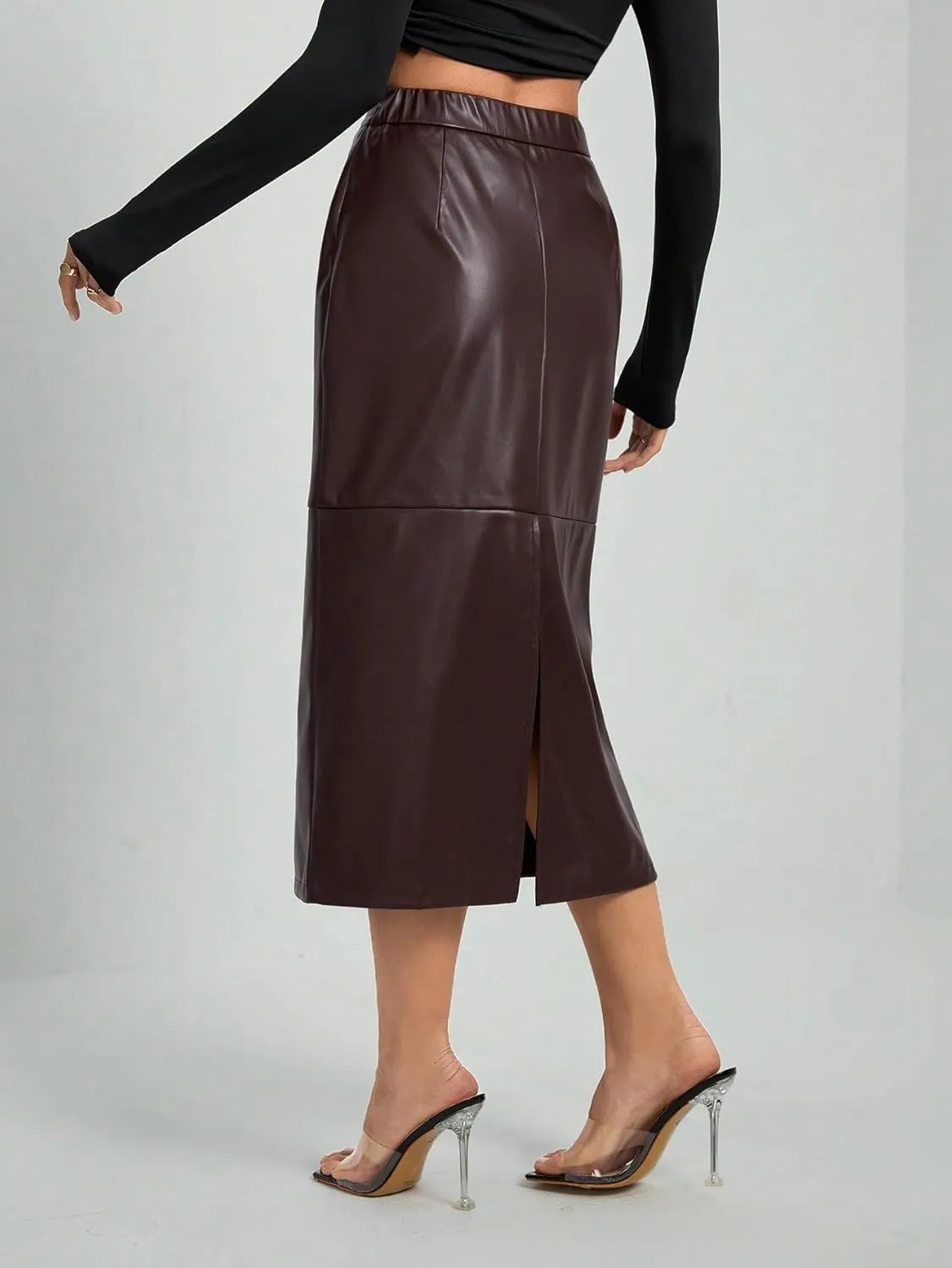 Women's Maxi Skirt Summer Midi High Waist Elegant Solid Color Slit A-Line Skirt