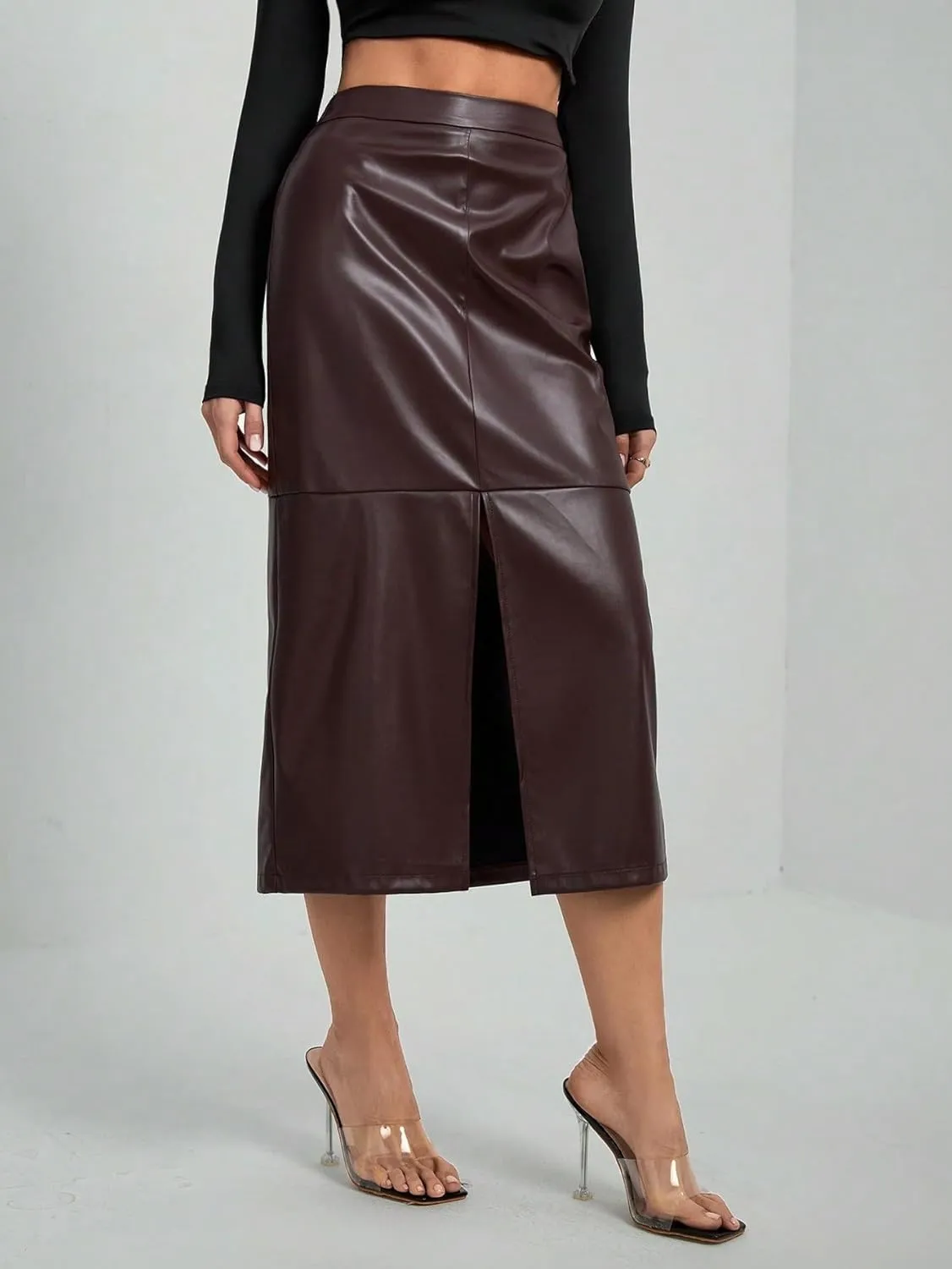 Women's Maxi Skirt Summer Midi High Waist Elegant Solid Color Slit A-Line Skirt