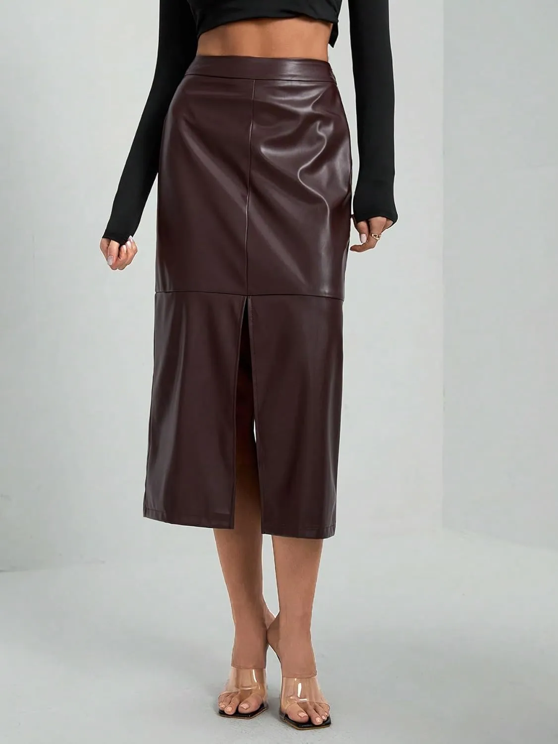 Women's Maxi Skirt Summer Midi High Waist Elegant Solid Color Slit A-Line Skirt