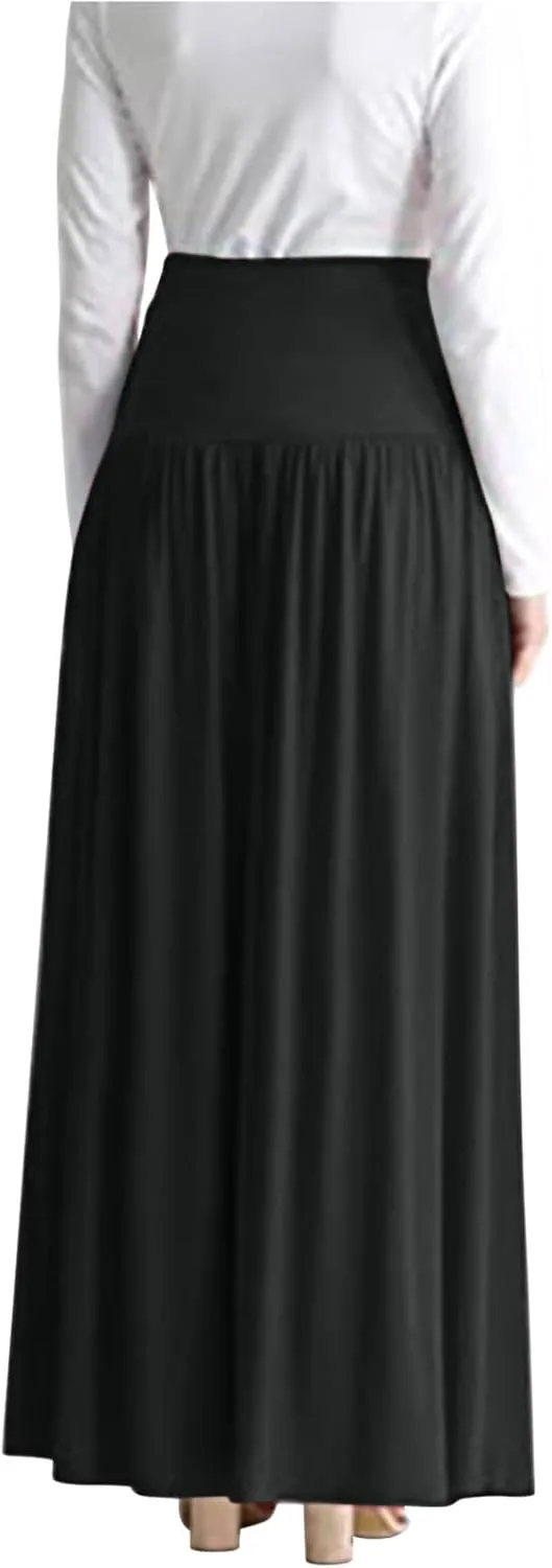 Womens Maxi Skirts High Waisted Solid Color Swing Skirt Dark Style Irregular Skirt Trendy Long Skirts with Pockets