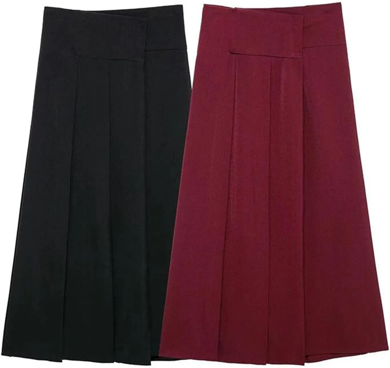 Women's Midi Skirts Classic Office Solid Pleated Front Button Mid Waist A-Line Skirt