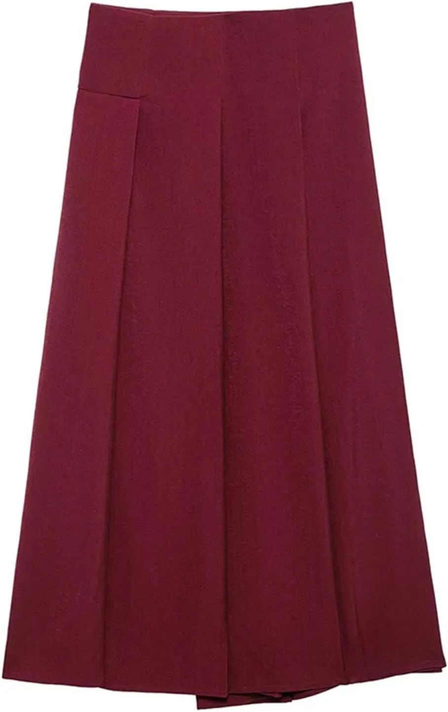 Women's Midi Skirts Classic Office Solid Pleated Front Button Mid Waist A-Line Skirt