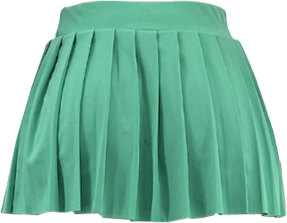 Women's Mini Pleated Skirts Y2k High Wiast Stretchy Tennis Skater A-Line Skirt Clubwear