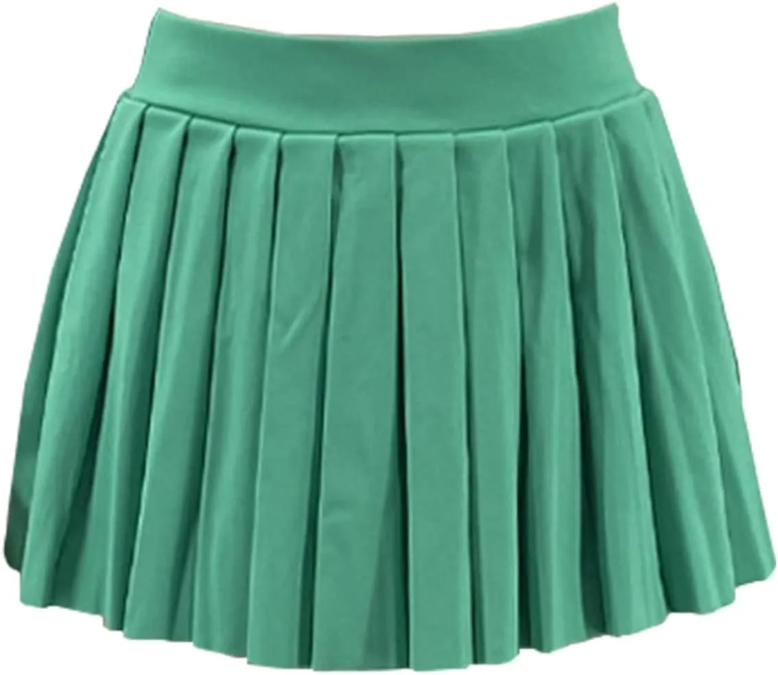 Women's Mini Pleated Skirts Y2k High Wiast Stretchy Tennis Skater A-Line Skirt Clubwear