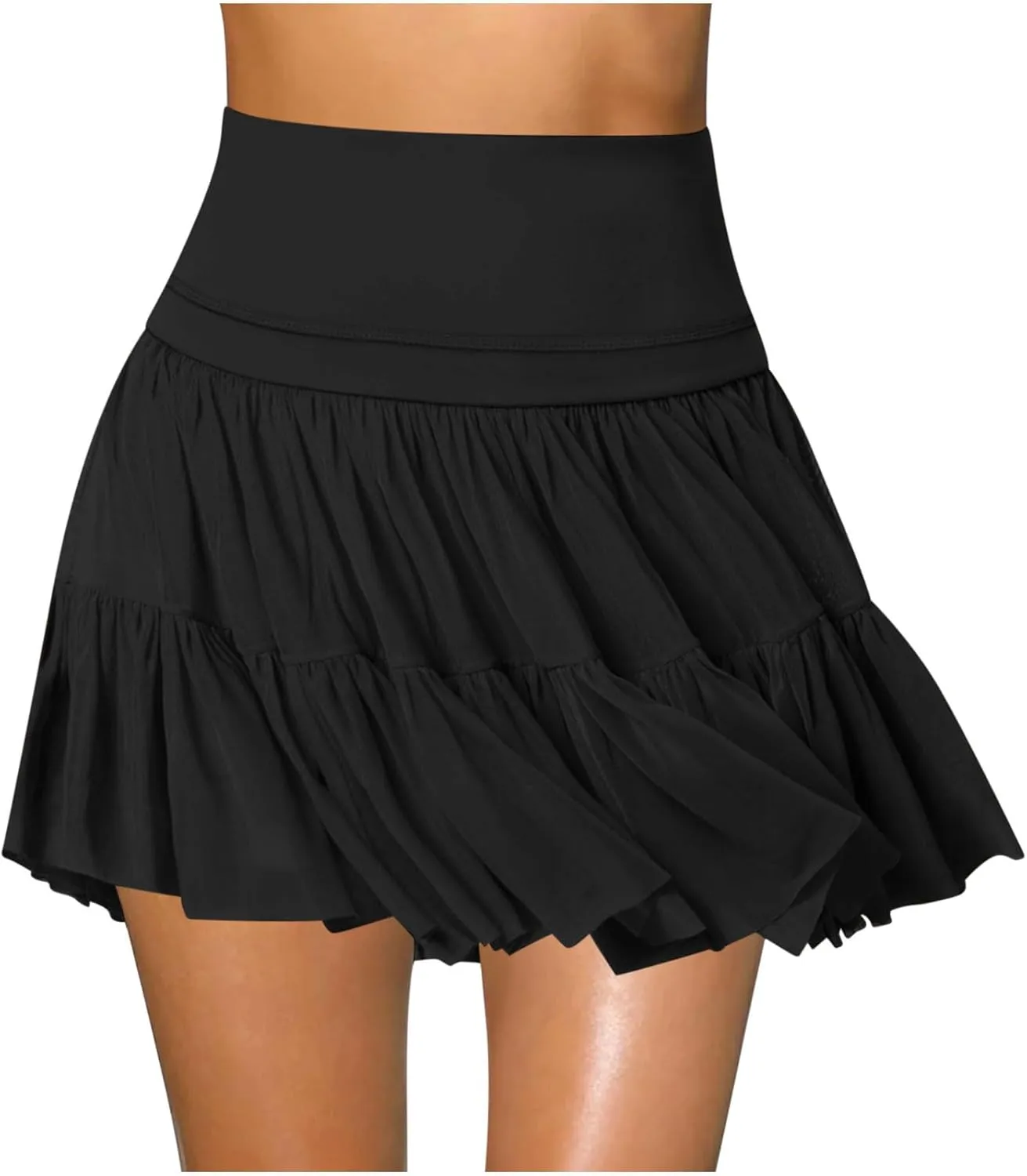 Women's Mini Skirt Skort Flowy Pleated High Waisted Ruffle Tennis Skirts for Women Athletic Skater Golf with Shorts