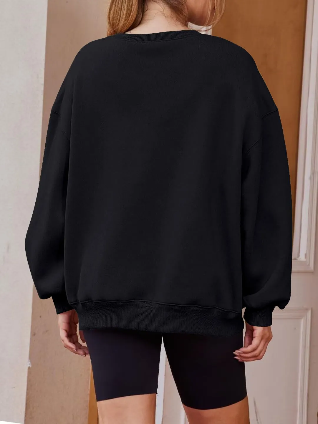 Women's Oversized Graphic Letter Print Sweatshirts Casual Crewneck Long Sleeve Fleece Pullover Tops Preppy Shirts