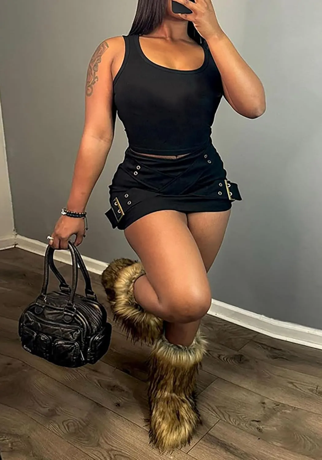 Women's Pleated Mini Skirts Sexy Y2k High Wiast A-line Club Mini Denim Skirt