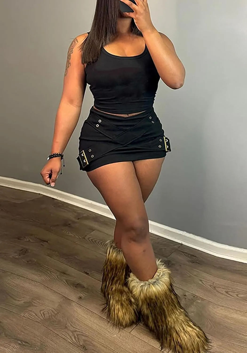 Women's Pleated Mini Skirts Sexy Y2k High Wiast A-line Club Mini Denim Skirt