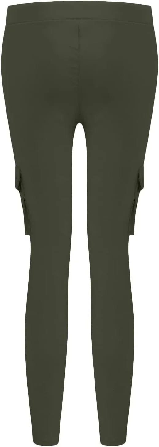 Womens Plus Size Butt Lifting Leggings Slim Fit Stretch Drawstring Cargo Joggers Yoga Sweatpants with Multi Pockets