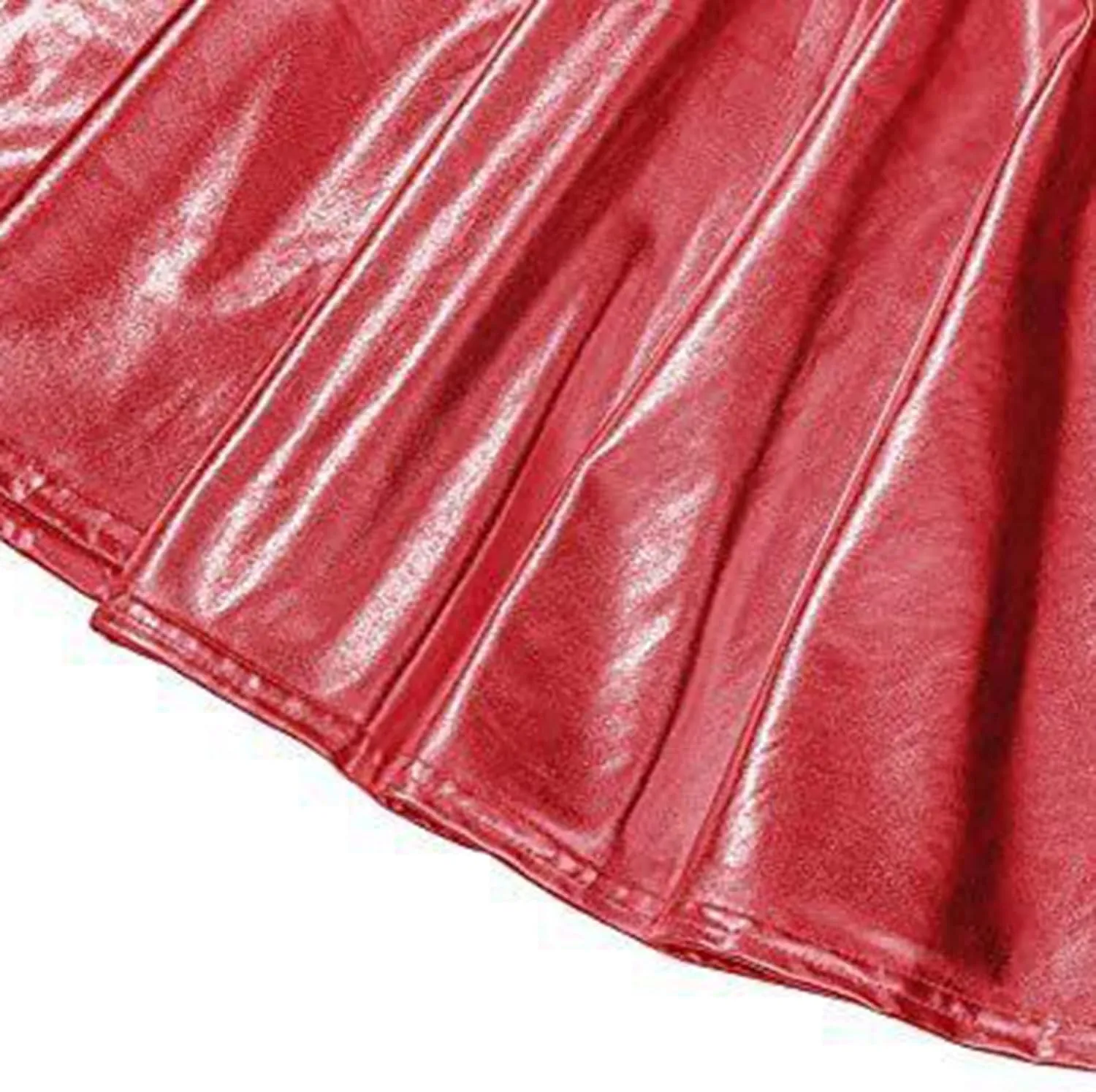 Womens Shiny Flared Pleated Short Mini Skater Skirt High Waisted A-Line Dance Skirt for Nightclub Costumes Clubwear