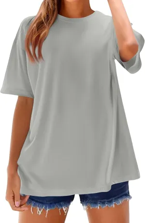 Womens Short Sleeve T-Shirts Dressy Crewneck Casual Basic Cute Summer Tops 2025 Oversize Loose Fit Fashion Clothes