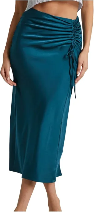 Womens Skirt 2024 Floral Print Hip-Wrapped Tight Skirts Sexy Ruched Solid Color Bodycon Skirt High Waisted Skirts