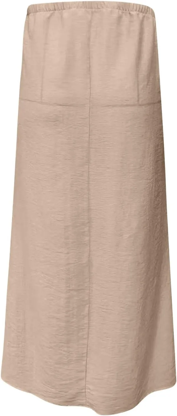 Women's Skirts Casual Solid Color Drawstring High Waist Flowy A Line Beach Long Maxi Skirt Summer Outfits Clothes