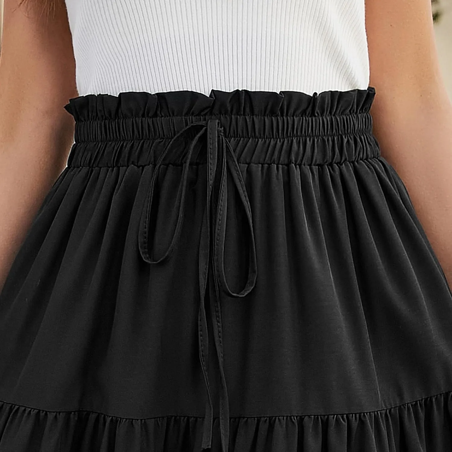 Women's Skirts Women's Summer Comfy Tiered Elastic High Waisted Skirts Casual Floral Print A Line Skirt