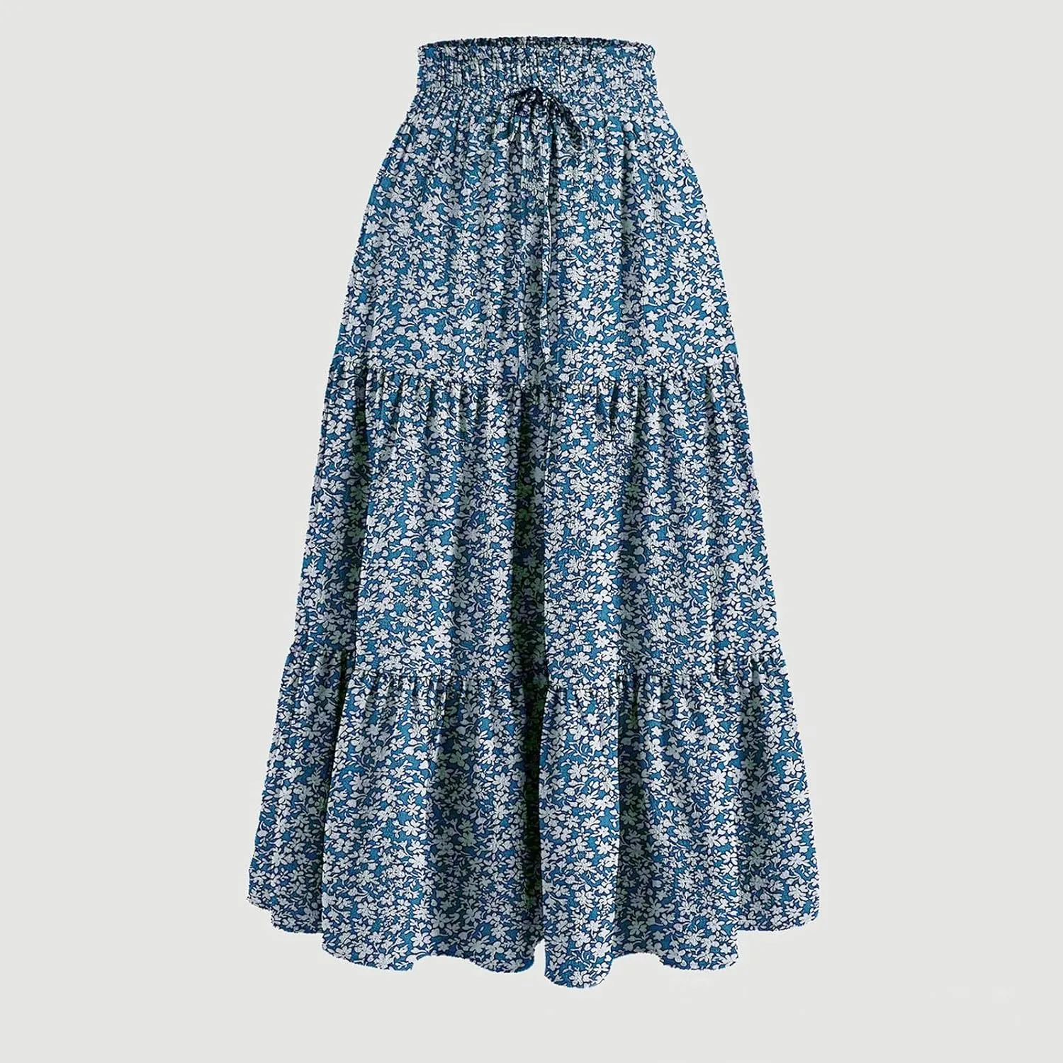 Women's Skirts Women's Summer Comfy Tiered Elastic High Waisted Skirts Casual Floral Print A Line Skirt