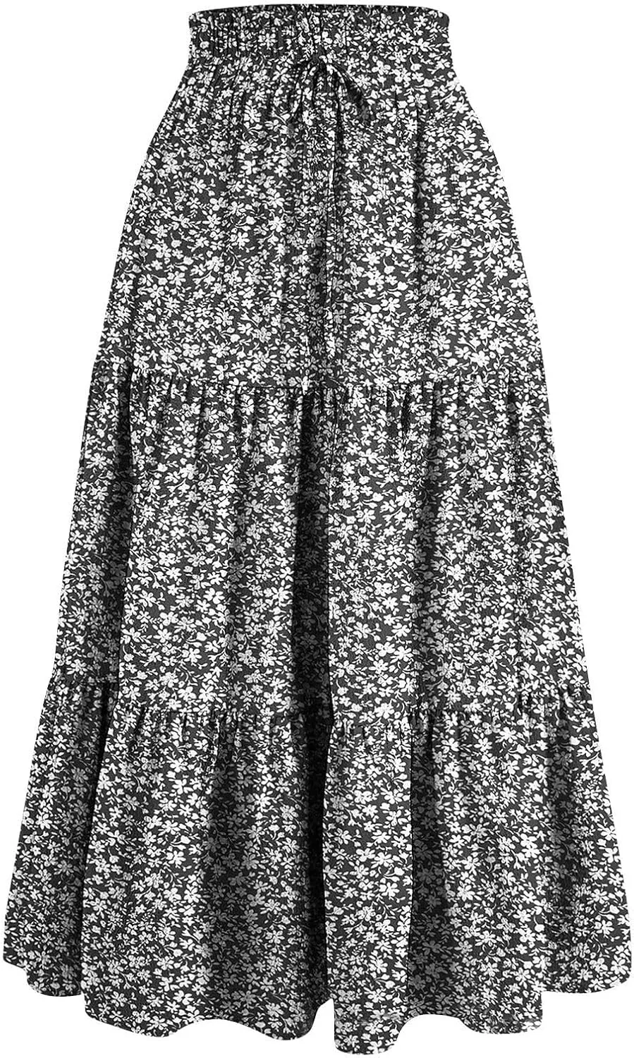 Women's Skirts Women's Summer Comfy Tiered Elastic High Waisted Skirts Casual Floral Print A Line Skirt