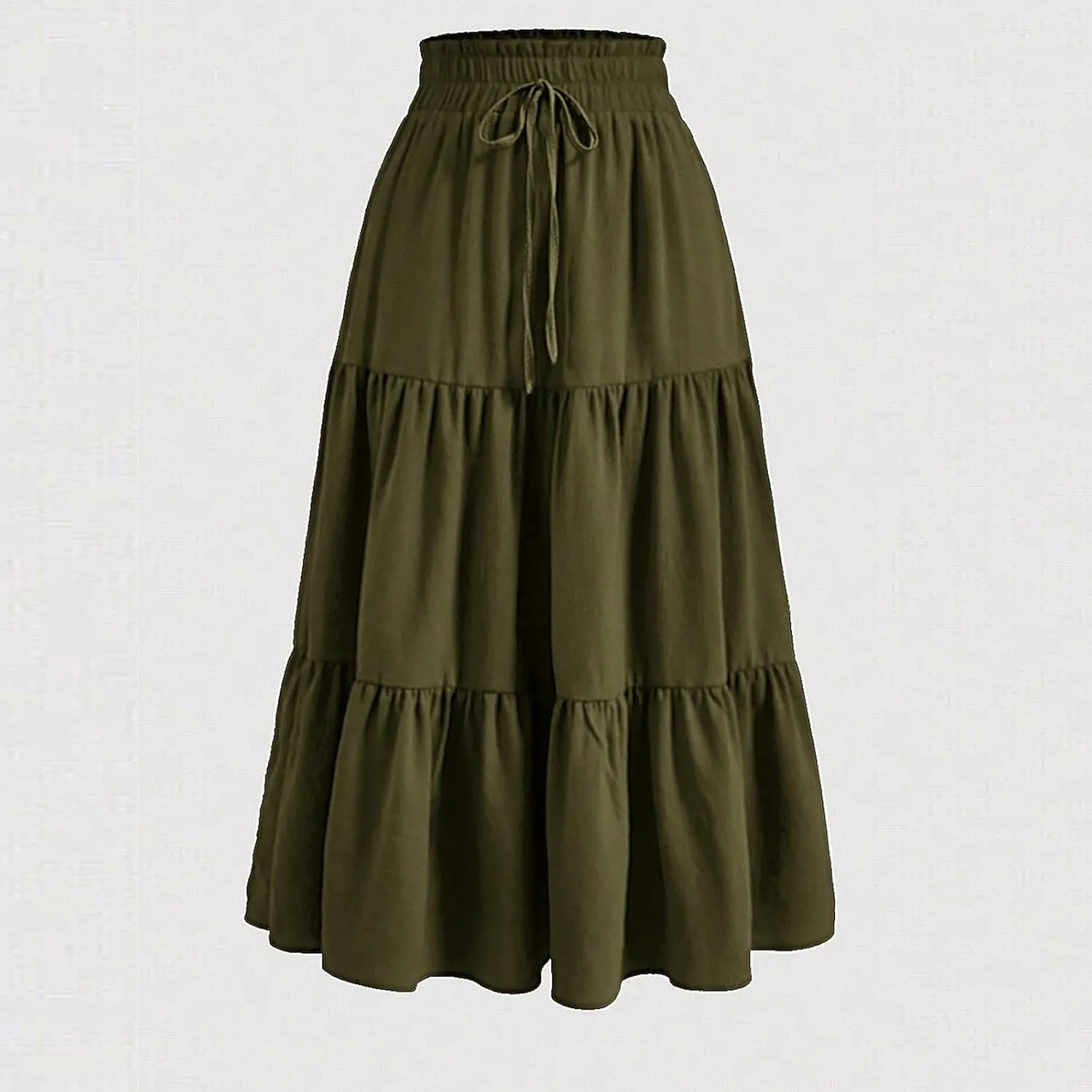 Women's Skirts Women's Summer Comfy Tiered Elastic High Waisted Skirts Casual Floral Print A Line Skirt