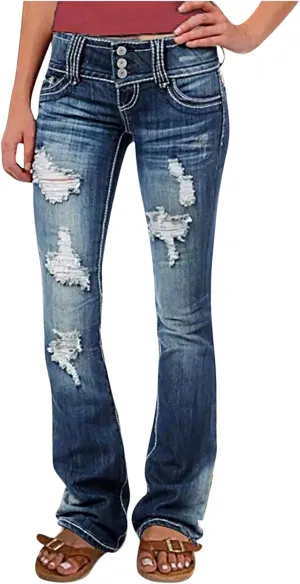 Womens Slimming Skinny Jeans Stretch Buttons High Waisted Comfortable Lounge Denim Fall 2024 Flattering Flared Jeans