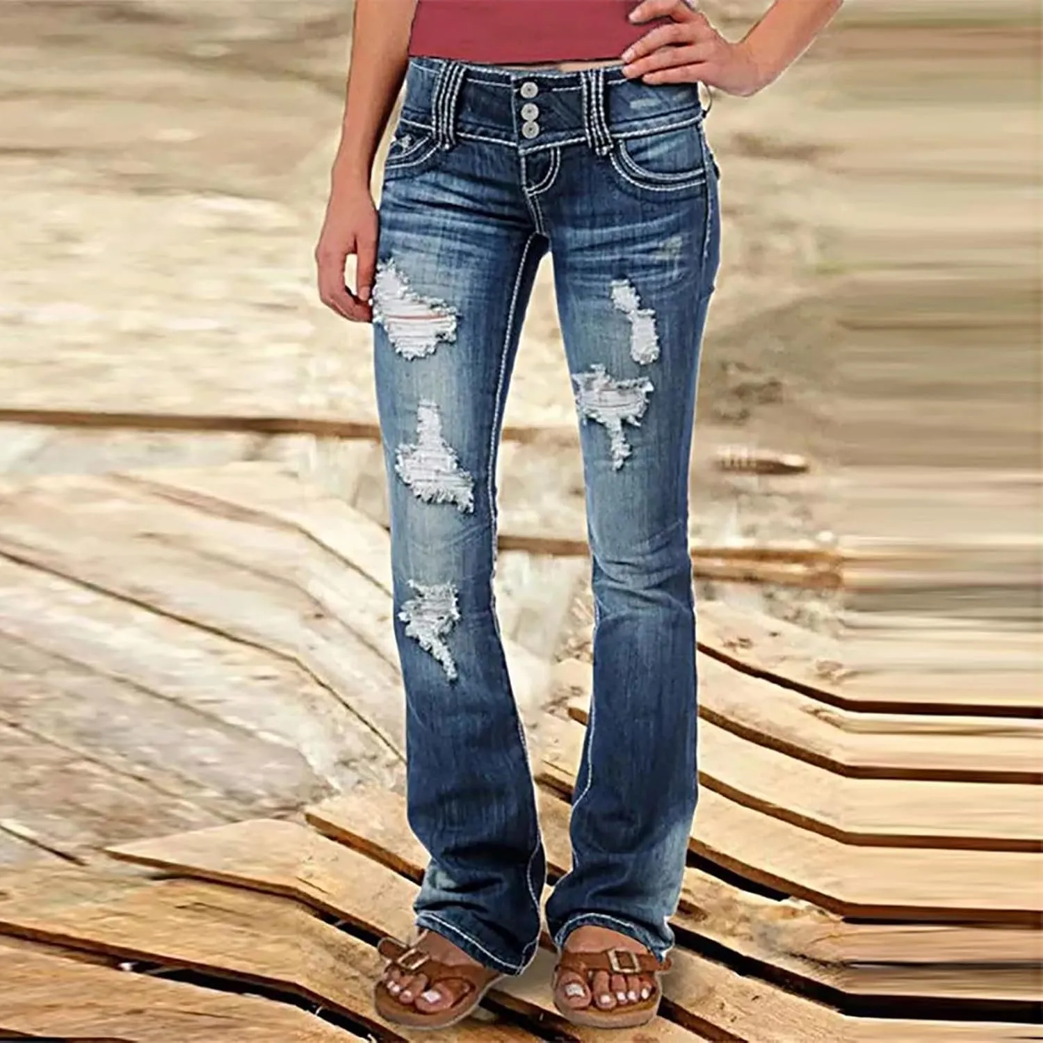 Womens Slimming Skinny Jeans Stretch Buttons High Waisted Comfortable Lounge Denim Fall 2024 Flattering Flared Jeans