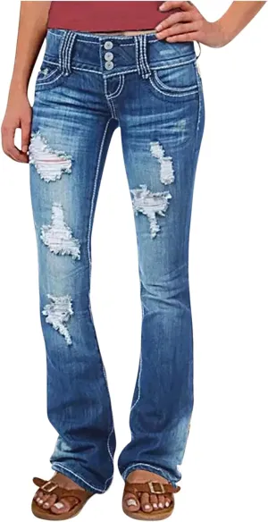 Womens Slimming Skinny Jeans Stretch Buttons High Waisted Comfortable Lounge Denim Fall 2024 Flattering Flared Jeans