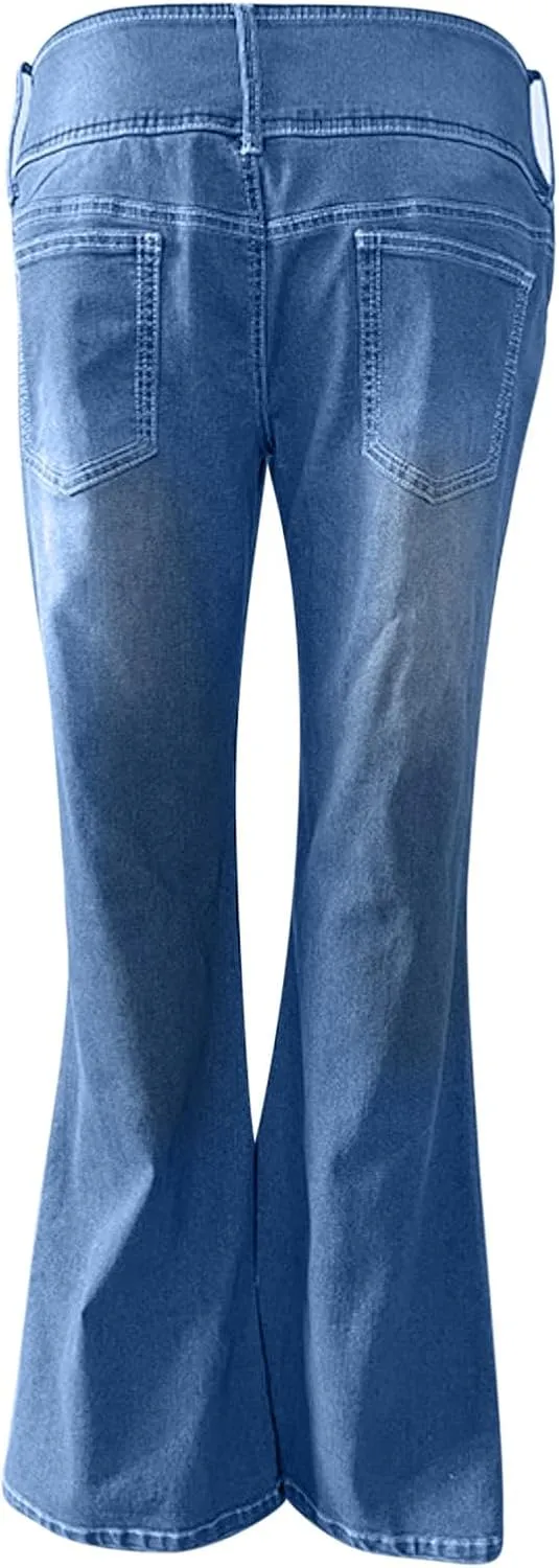 Womens Slimming Skinny Jeans Stretch Buttons High Waisted Comfortable Lounge Denim Fall 2024 Flattering Flared Jeans