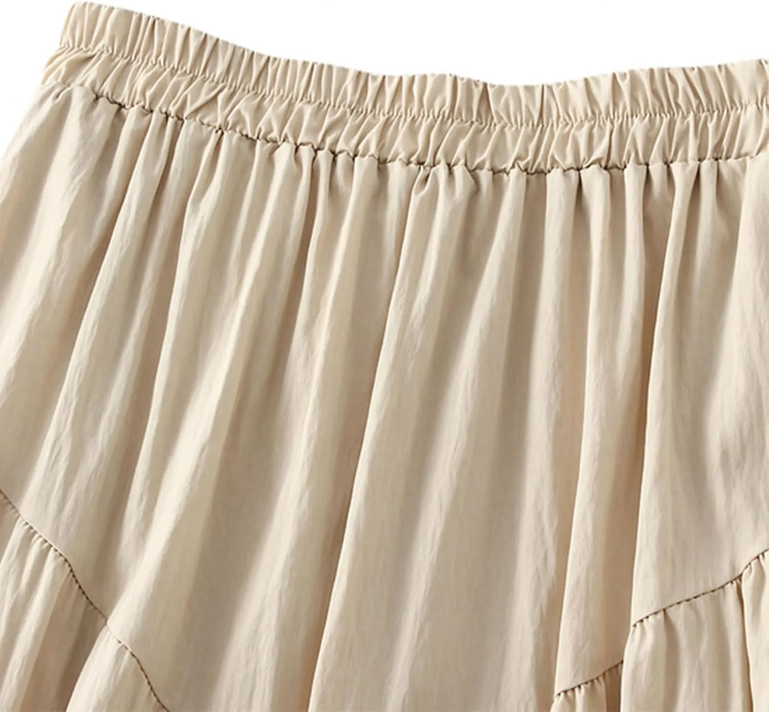 Womens Summer Boho Flowy Swing Tiered A-Line Midi Skirt Stretch Waist A-Line Big Swing Peasant Skirt 2025 Trendy