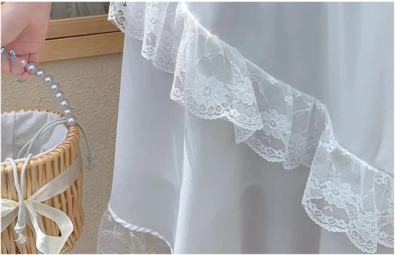 Women's Summer Irregular Lace A-LINE Skirt Korean Ruffles Elastic Waist Mid-Calf Skirts