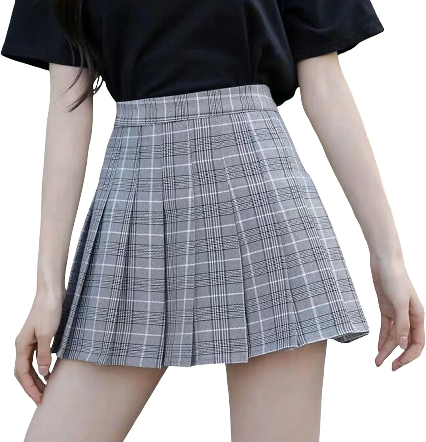 Womens Summer Skirts High Waist Trendy Plaid Pleated Y2K A-Line Uniform Cheer Mini Skirts for Girls 2025 Streetwear