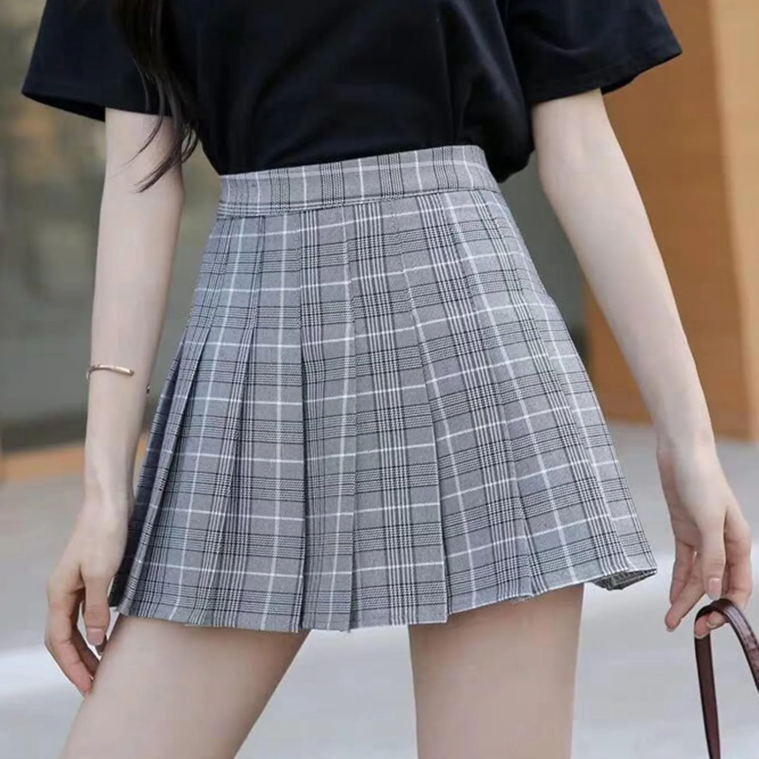 Womens Summer Skirts High Waist Trendy Plaid Pleated Y2K A-Line Uniform Cheer Mini Skirts for Girls 2025 Streetwear