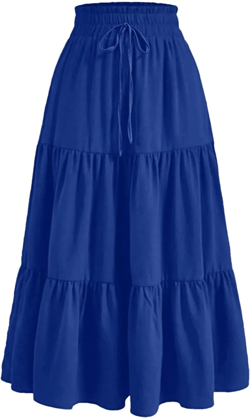 Women's Vintage Floral Print A Line Skirt Elastic High Waist Pleated Long Skirts
