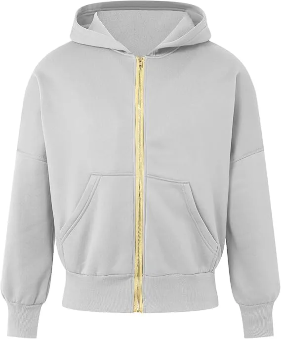 Womens Zip Up Hoodies Cropped Sweatshirts Casual Fleece Jackets Hooded Y2k Top Fall Outfits Clothes