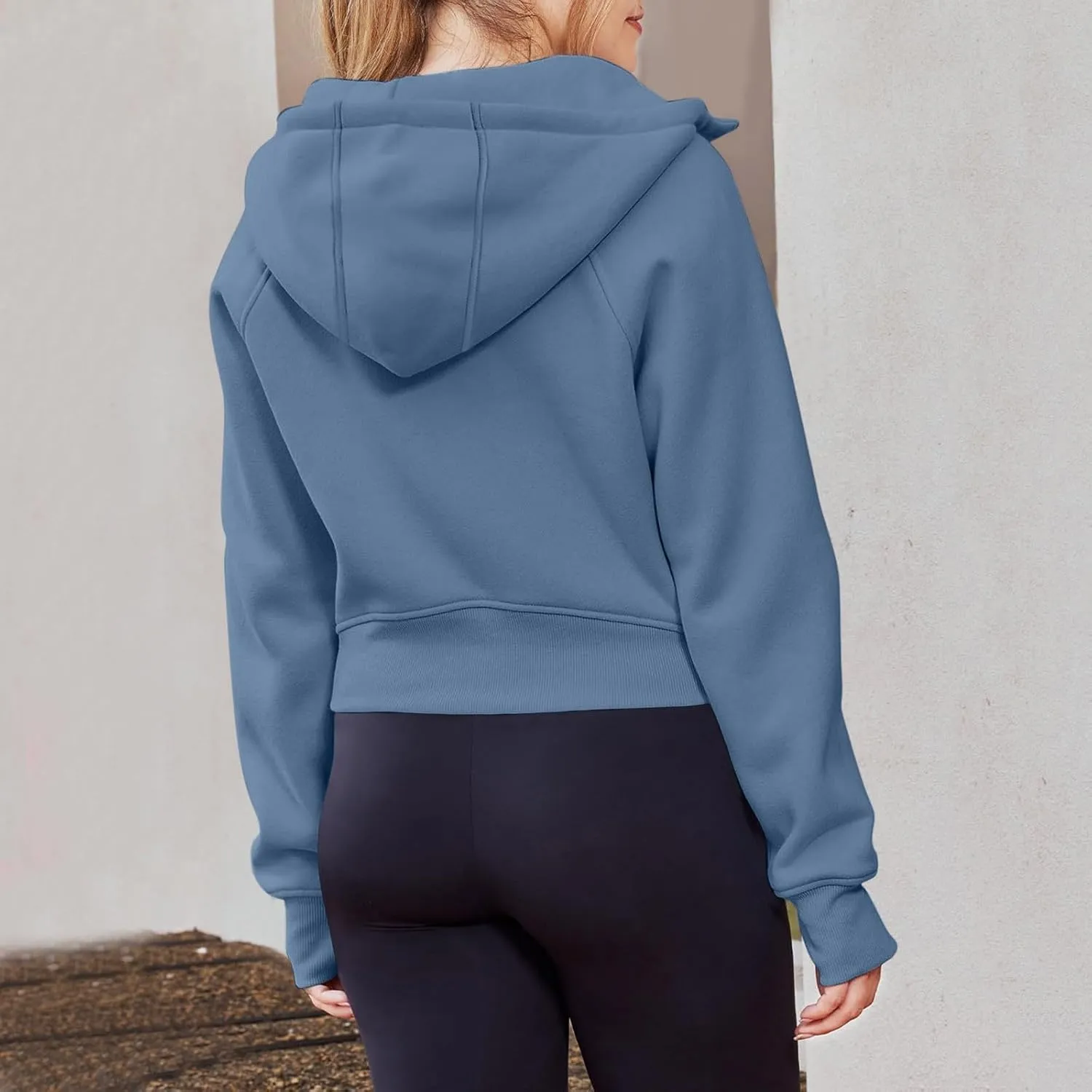 Womens Zip Up Hoodies Cropped Sweatshirts Fleece Jackets Fall Outfits Casual Hooded Y2k Tops Winter Clothes