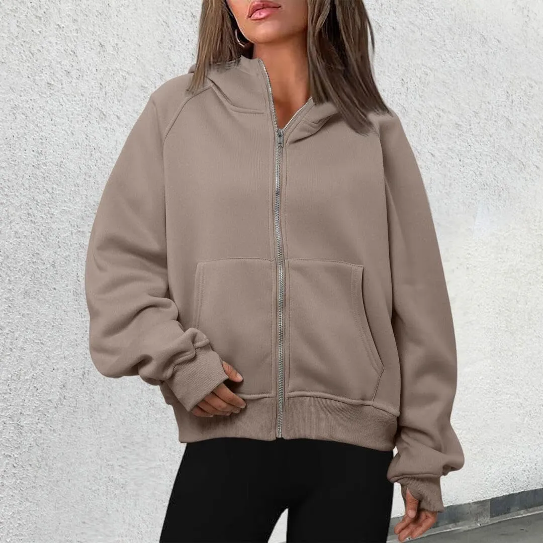 Womens Zip Up Hoodies Fleece Jackets Oversized Sweatshirts Fall Fashion Outfits 2024 Sweaters Winter Clothes