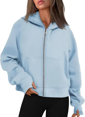 Womens Zip Up Hoodies Fleece Jackets Oversized Sweatshirts Fall Fashion Outfits 2024 Sweaters Winter Clothes