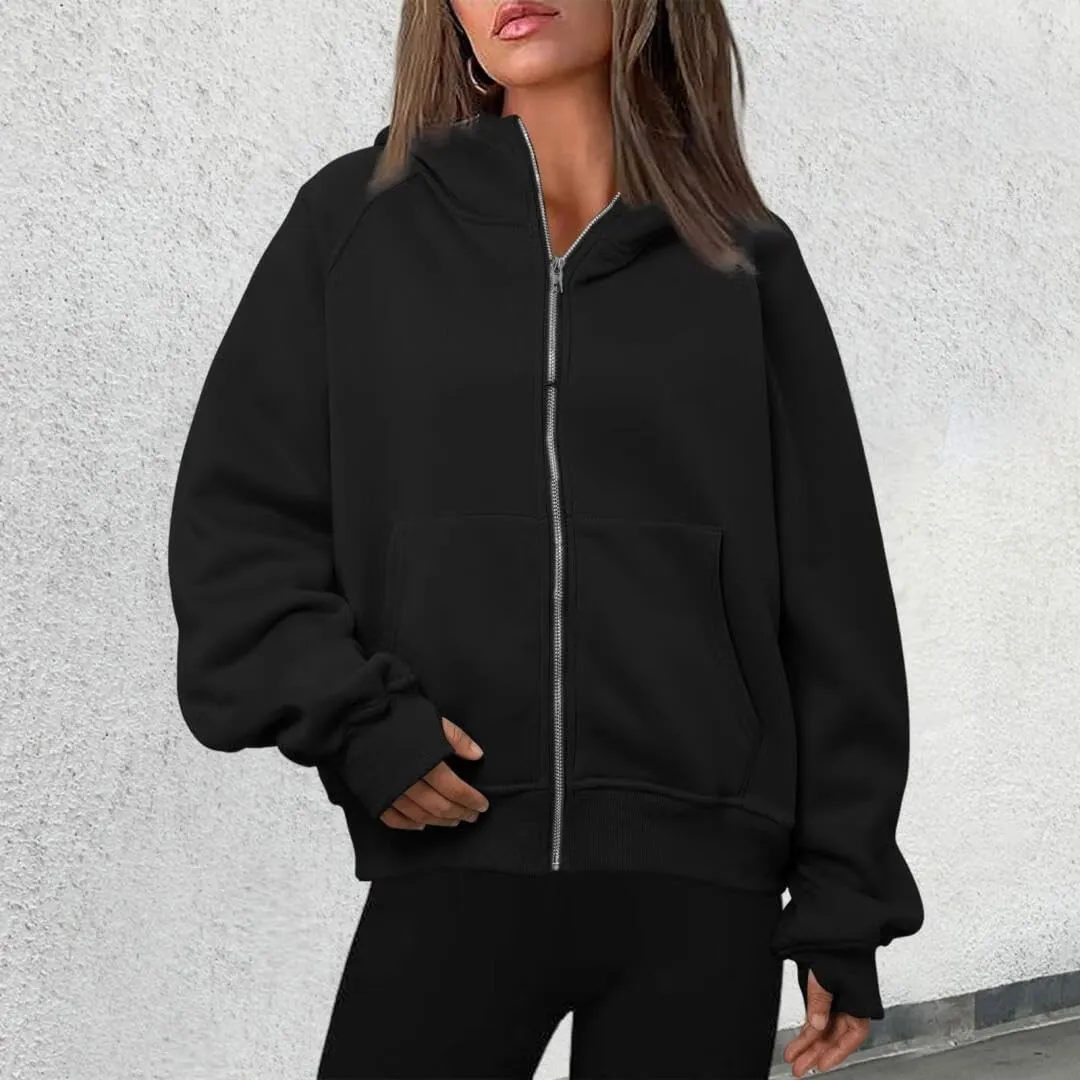 Womens Zip Up Hoodies Fleece Jackets Oversized Sweatshirts Fall Fashion Outfits 2024 Sweaters Winter Clothes