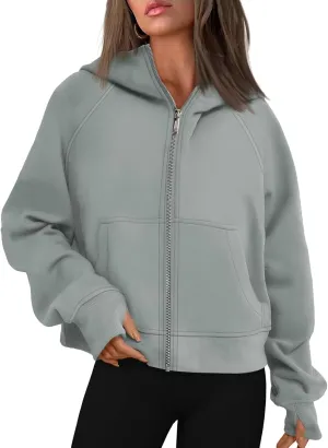 Womens Zip Up Hoodies Fleece Jackets Oversized Sweatshirts Fall Fashion Outfits 2024 Sweaters Winter Clothes