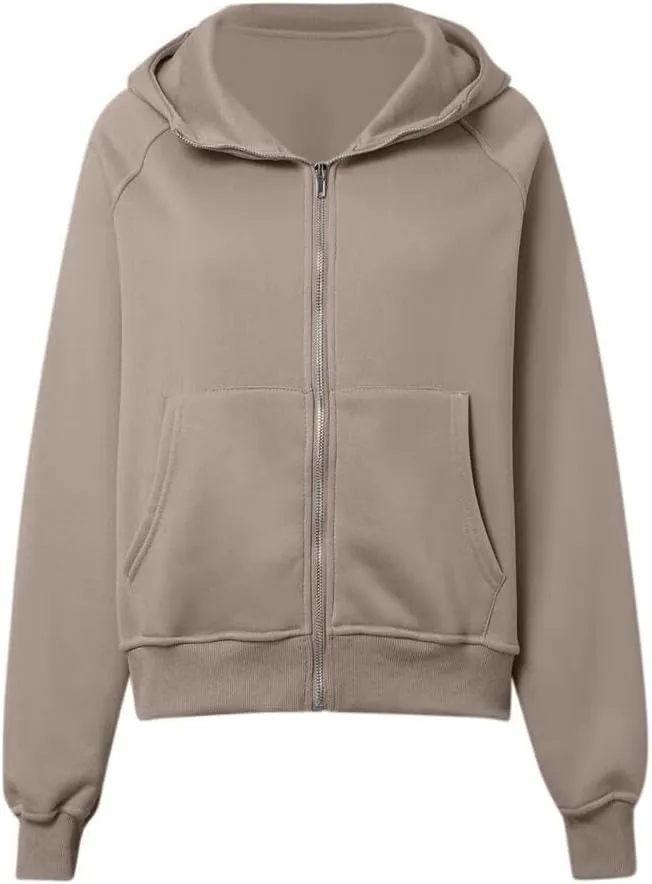 Womens Zip Up Hoodies Fleece Jackets Oversized Sweatshirts Fall Fashion Outfits 2024 Sweaters Winter Clothes