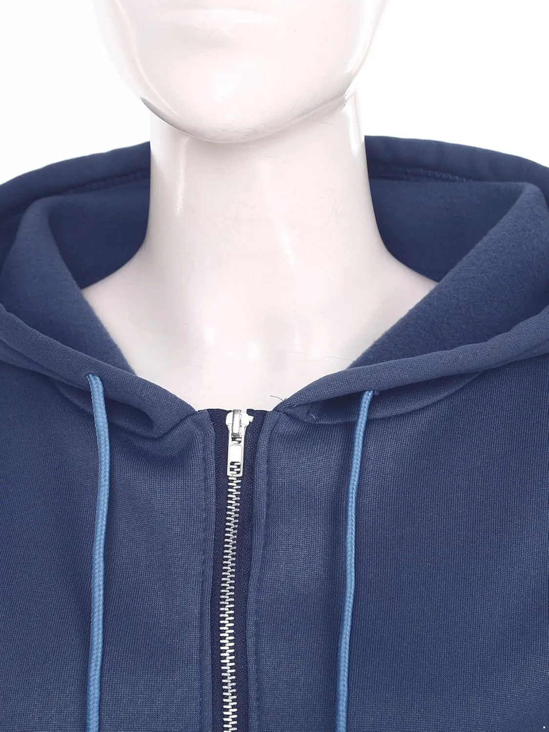 Women's Zip Up Hoodies Fleece-Lined Cropped Long Sleeve Sweatshirts with Pockets Casual Cropped Hoodie