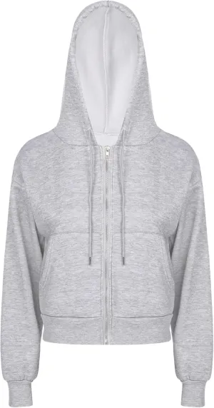 Women's Zip Up Hoodies Fleece-Lined Cropped Long Sleeve Sweatshirts with Pockets Casual Cropped Hoodie