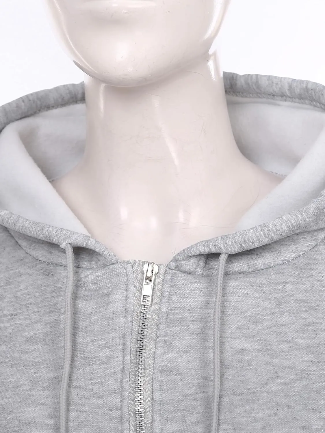 Women's Zip Up Hoodies Fleece-Lined Cropped Long Sleeve Sweatshirts with Pockets Casual Cropped Hoodie