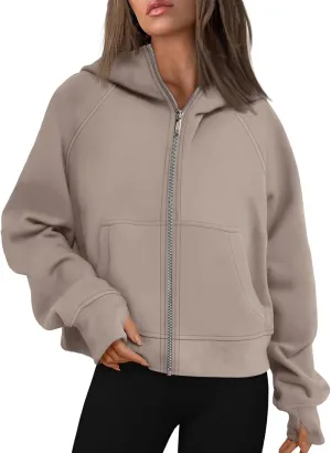 Womens Zip Up Hoodies Fleece Sweatshirts Oversized Jackets Fall Fashion Outfits Sweaters Winter Clothes