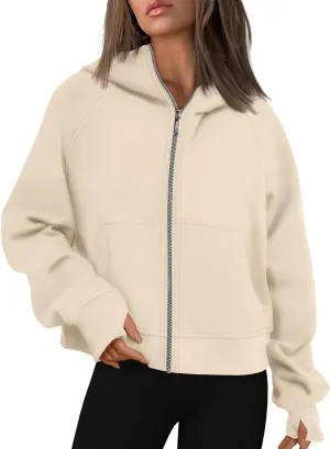 Womens Zip Up Hoodies Fleece Sweatshirts Oversized Jackets Fall Fashion Outfits Sweaters Winter Clothes