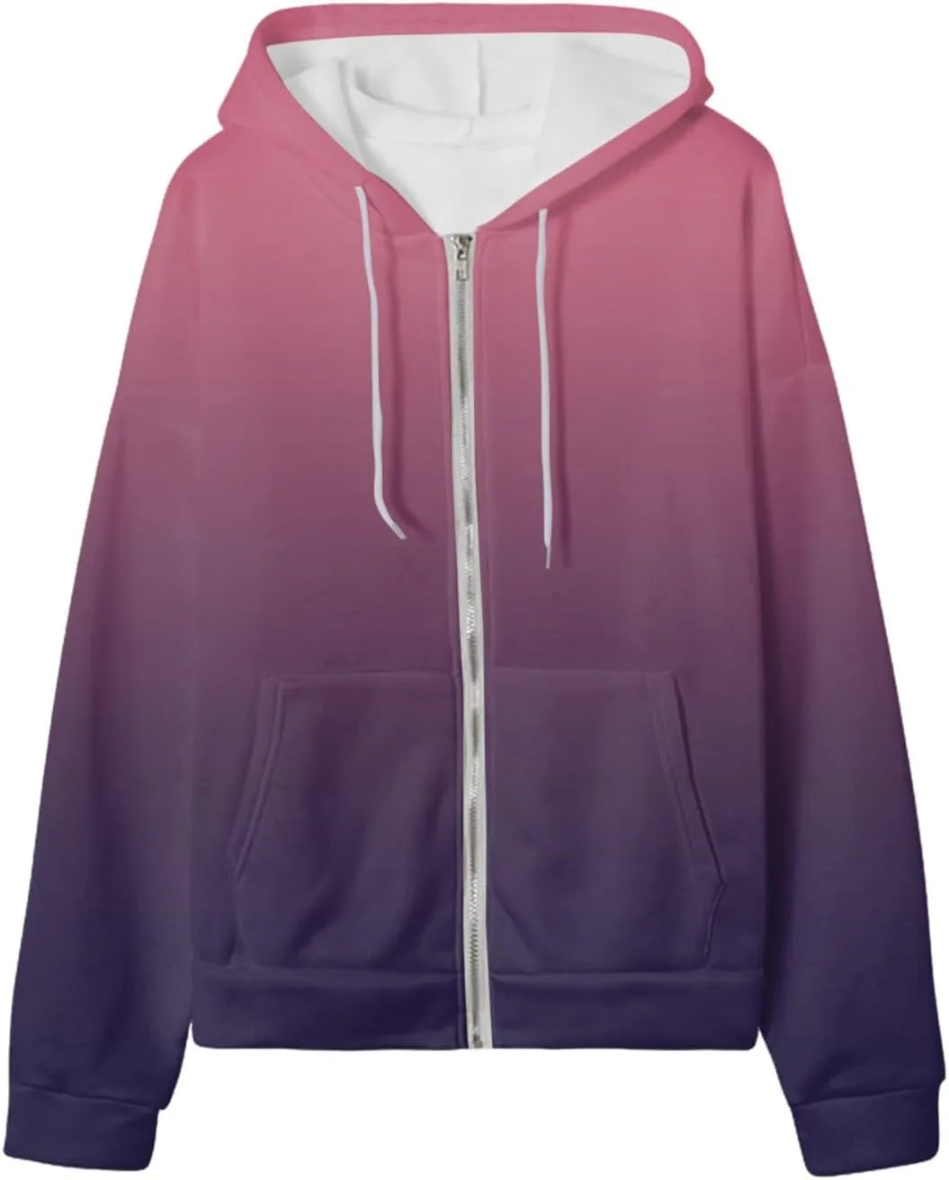 Womens Zip Up Hoodies Long Sleeve Drawstring Sport Sweatshirts Jacket Casual Fashion Jackets Fall Outfits