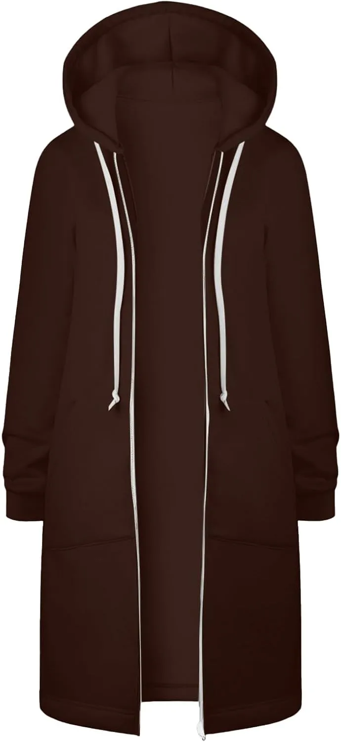 Womens Zip Up Hoodies Long Sleeve Fall Lightweight Hooded Sweatshirt Oversized Fleece Jacket With Pockets
