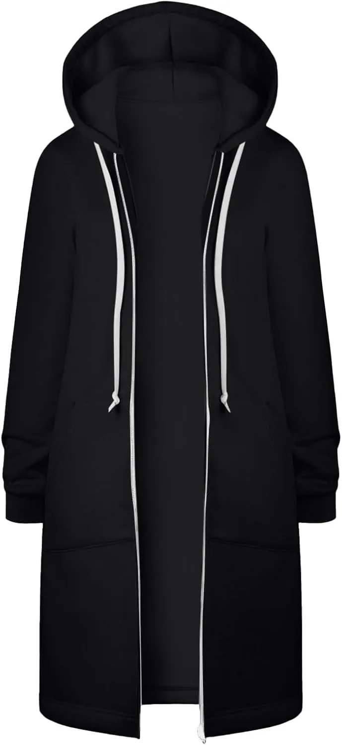Womens Zip Up Hoodies Long Sleeve Fall Lightweight Hooded Sweatshirt Oversized Fleece Jacket With Pockets