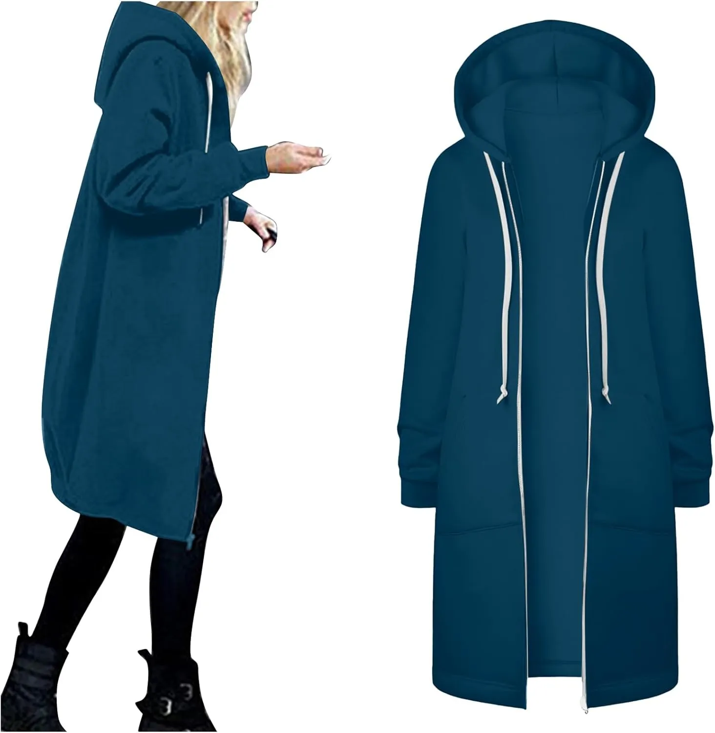 Womens Zip Up Hoodies Long Sleeve Fall Lightweight Hooded Sweatshirt Oversized Fleece Jacket With Pockets
