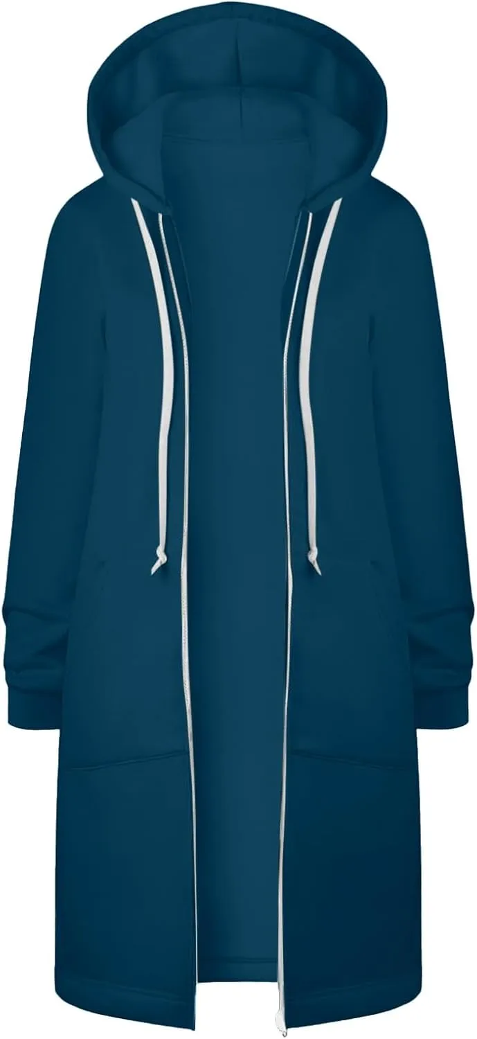 Womens Zip Up Hoodies Long Sleeve Fall Lightweight Hooded Sweatshirt Oversized Fleece Jacket With Pockets
