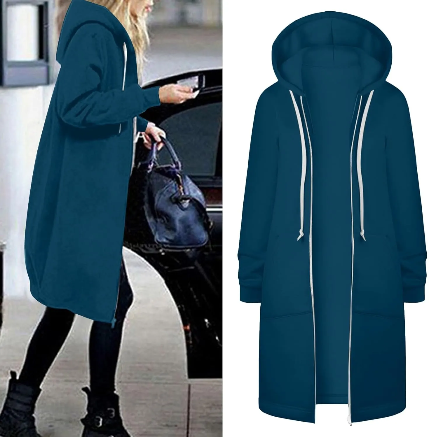 Womens Zip Up Hoodies Long Sleeve Fall Lightweight Hooded Sweatshirt Oversized Fleece Jacket With Pockets