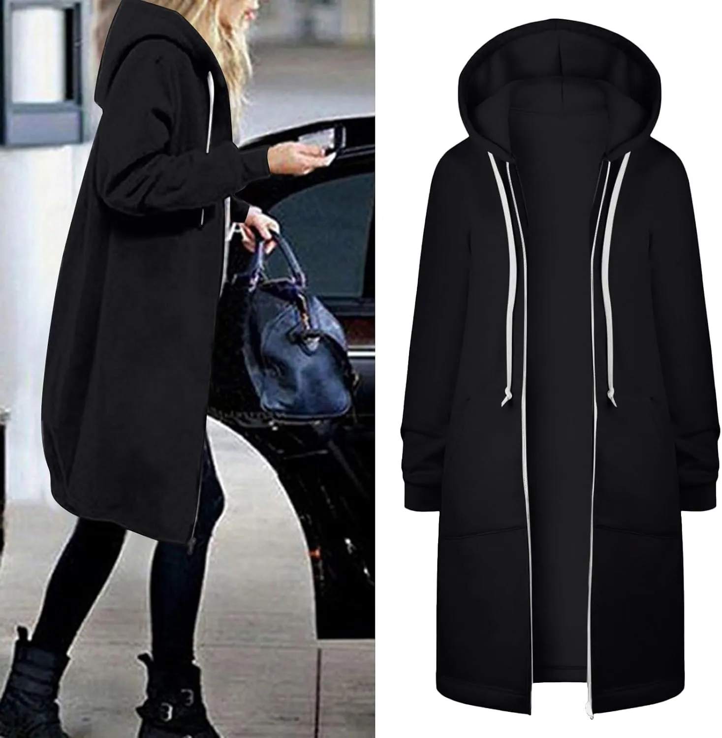 Womens Zip Up Hoodies Long Sleeve Fall Lightweight Hooded Sweatshirt Oversized Fleece Jacket With Pockets