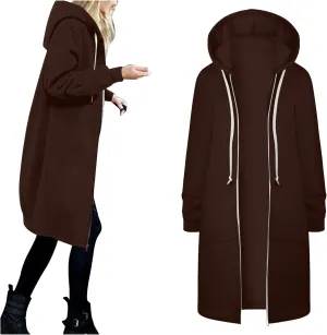 Womens Zip Up Hoodies Long Sleeve Fall Lightweight Hooded Sweatshirt Oversized Fleece Jacket With Pockets